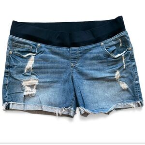 Great Expectations Maternity Distressed Blue Jean Shorts